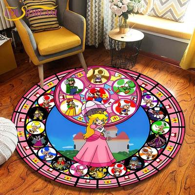 Cartoon Mario Bros Runde Teppiche Wohnzimmer Bodenteppich Raumdekoration Heimteppiche Spielmatte Baby Niedlicher Teppich Anime Teppiche