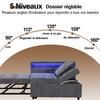 3 In 1 Multifunctional Sofa Bed, Linen Sofa with Adjustable Backrest, Armrest with LED Light Strips and USB/Type-C Ports, Lounge Sofa for Small Spaces