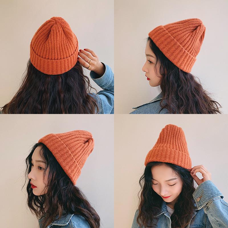 Warm Cotton Comfortable Knit Hat For Winter Versatile Colors Hightop Beanie