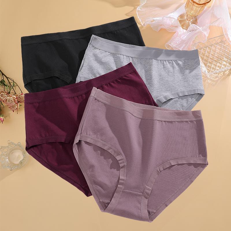 4Pcs/Set High Waist Underwear Cotton Panties Women Body Strips Underpants Plus Size Girls Briefs Female Lingerie Oversize Pantys