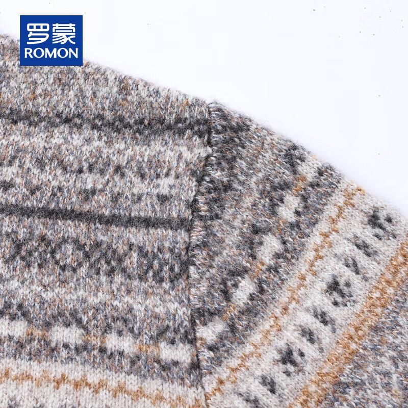 ROMON Men's Heavyweight 100% Wool Jacquard Sweater