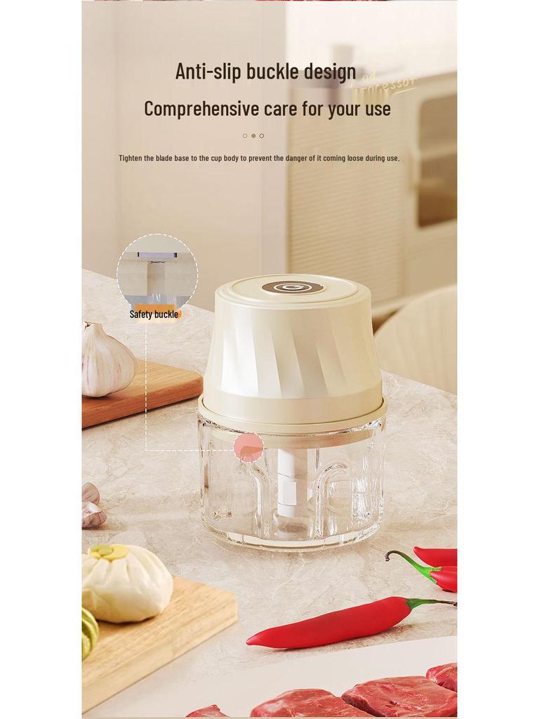 Rechargeable Mini Electric Garlic Masher & Baby Food Blender - Kitchen Utensil & Meat Grinder.