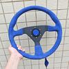 JDM 14Inch 350mm Car Rally Sports Steering Wheel Red/Blue Suede Leather Racing Steering Wheels