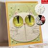 Creative DIY Framed Pearl Art Kit with Cute White Cat Pattern Sparkling Bead Canvas Ready to Display Relaxing Gift for Adults Craft Decor