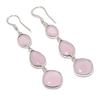 Pink Chalcedony Gemstone Handmade 925 Sterling Silver Earring 2.68" KJ-1134