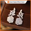 Huitan Romantic Flower Design Dangle Earrings for Women Silver Color Luxury Trendy Wedding Party Female Accessories New Jewelry
