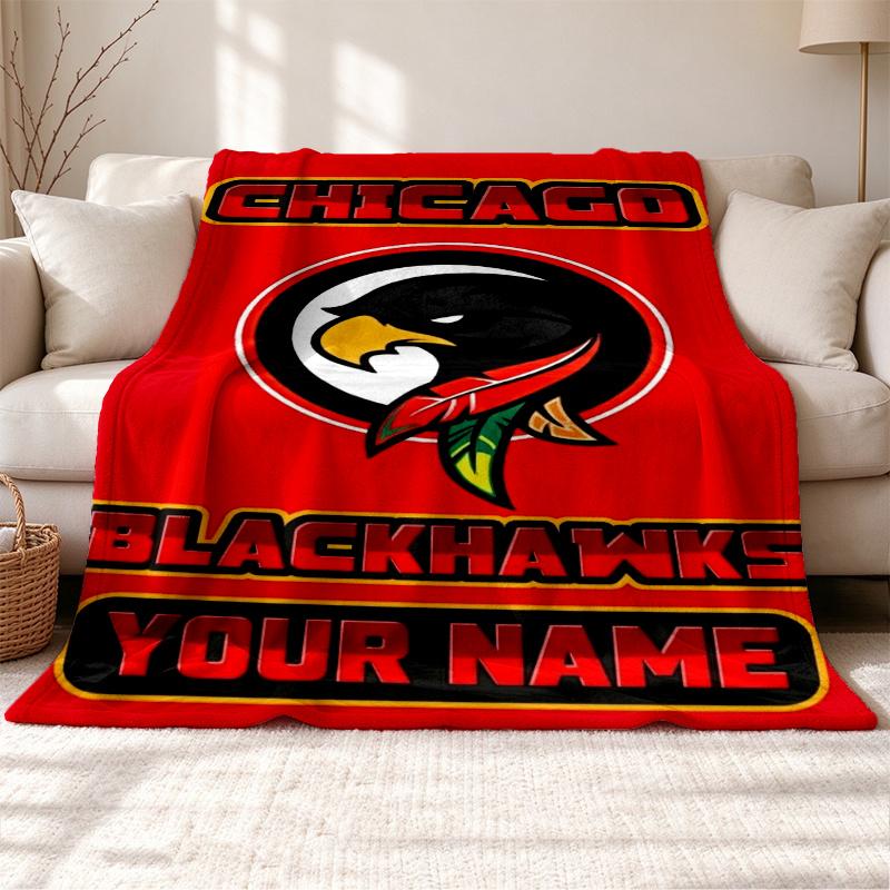 Chicago Blackhawks Customizable name outdoor blanket soft cozy and warm Multi-purpose office blanket outdoor camping and travel blanket all