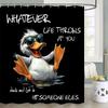 Black And White Shower Curtain,Funny Quotes Duck Bathtub Curtain,Animal Pet Bathroom Decor,Fabric Waterproof Bathroom