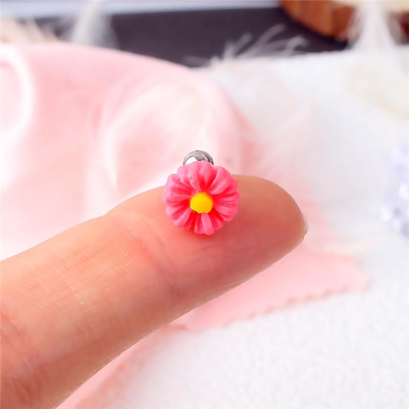Fashion Resin Camellia Stainless Steel Earrings High Grade Barbell Style Screw Stud Ear Jewelry Party Gifts For Women Girls