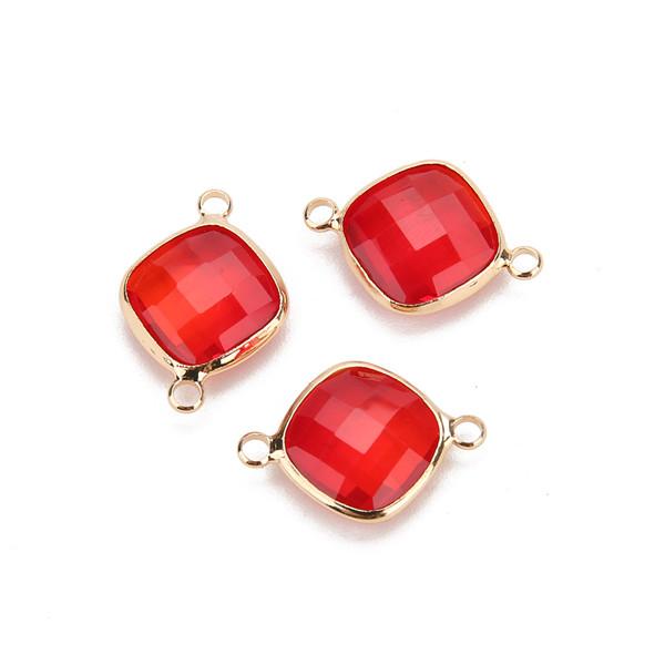 5pcs 11mm White Double Hole Glass Charms Pendants Connector for Chain Bracelets Necklace Women DIY Jewelry Making Findings