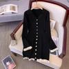 Herbst Winter Französische Mode Old Money Langarm Strickkleid Damen 2000er V-Ausschnitt Kleid Mini Einteiler Vintage Kokett Elegant