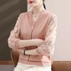 Mom's Spring Ice Silk Knit Sweater: Middle-Aged Women's Fashionable Yarn Sleeve, Seven-Sleeve Top