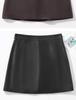Plus Size High Waist Black Faux Leather A-line Mini Skirt for Women - Hip-Hugging Slim Fit for Spring and Autumn