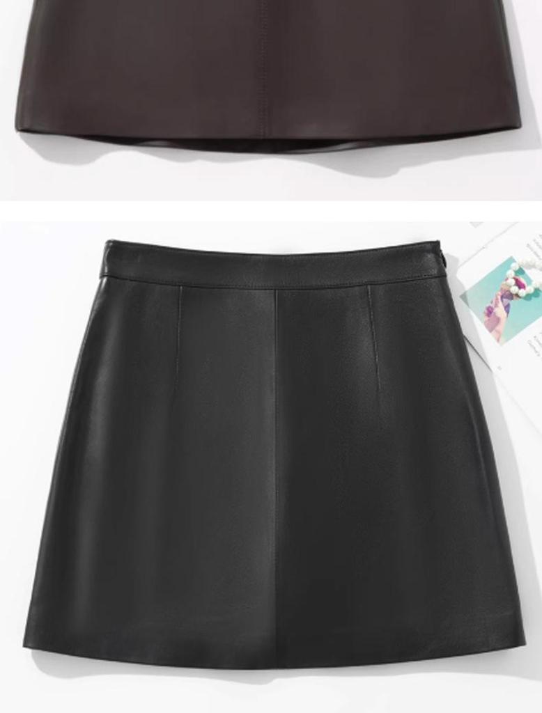 Plus Size High Waist Black Faux Leather A-line Mini Skirt for Women - Hip-Hugging Slim Fit for Spring and Autumn
