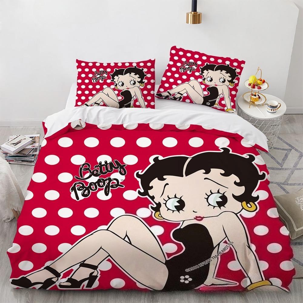 Cartoon Betty Duvet Cover Pillowcase Bedding Set BoyGirl Bedroom Decoration ChildrenGift Single Double Large SizeZip Duvet Cove