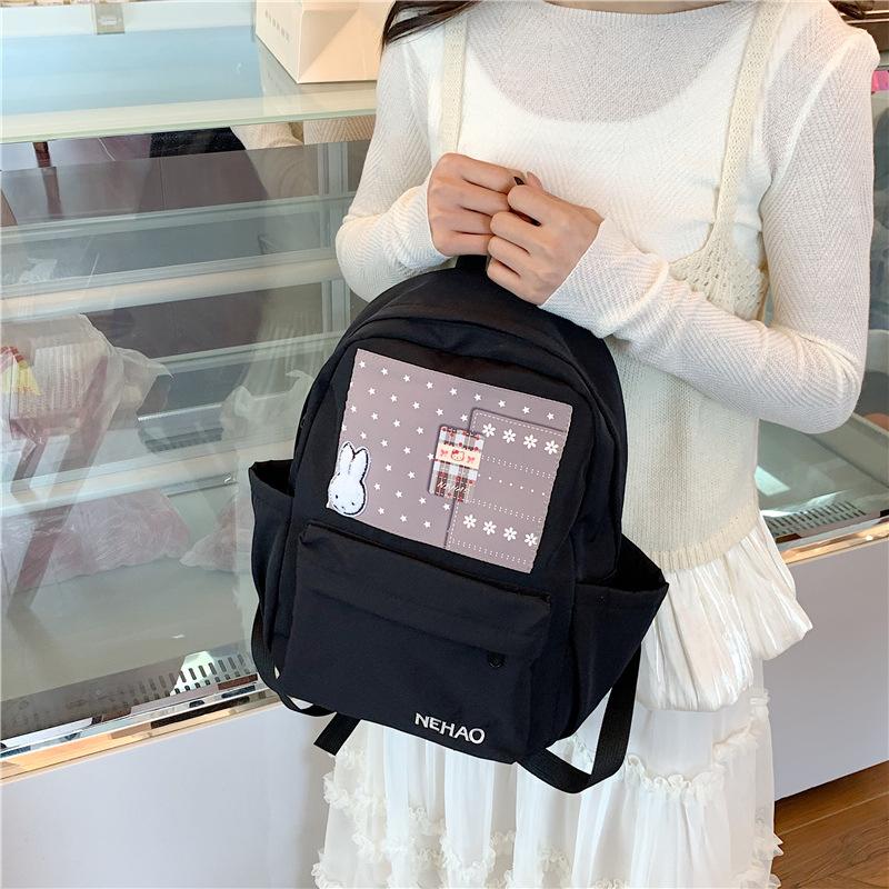 Schoolbag ancient style patchwork versatile backpack casual fashion junior high school students cute bear light small backpack