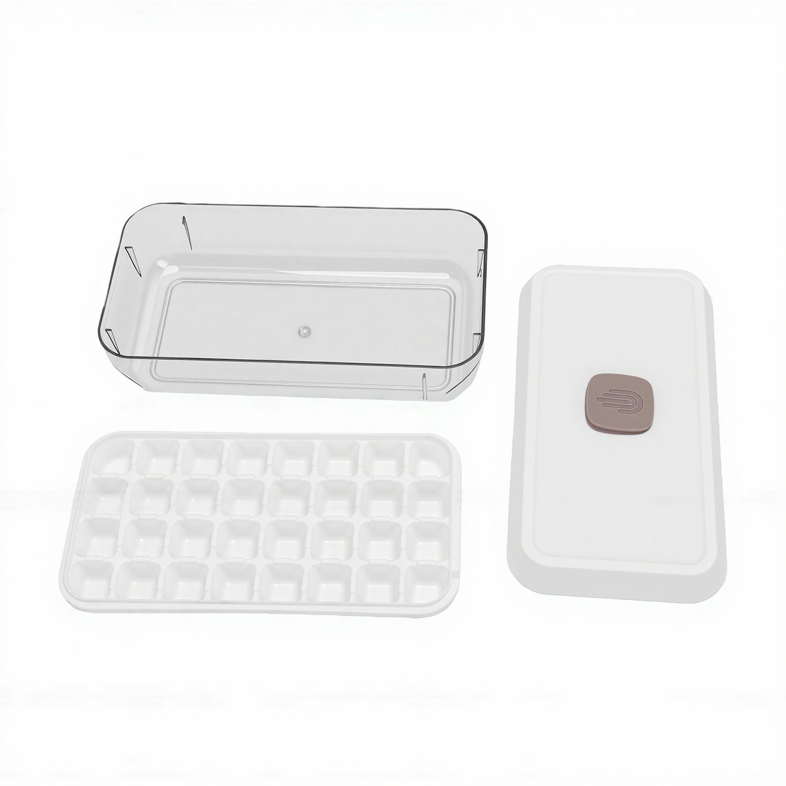 Fishine Ice Cube Tray With Lid Bin Scoop Stackable Storage Easy Release Press Type Ice Maker For Freezer