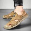Classic Mens Sandals Summer Black Leather Male Beach Sandals Soft Comfortable Male Outdoor Beach Slippers Slip-ON Man Sandals