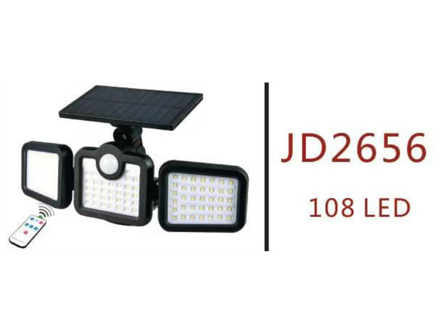 

Трехголовый светодиодный настенный светильник на солнечных батареях с датчиком движения JD2656 integrated, 108LED