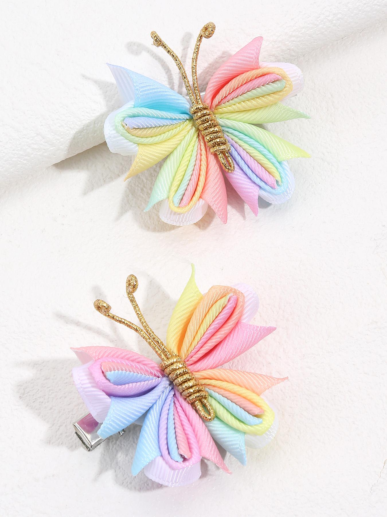 

Нові шпильки-метелики для волосся для дівчаток, градієнтні флоковані шпильки, однотонні стрічкові шпильки-автомати, дитячі бутікові шпильки для волосся, аксесуари для волосся