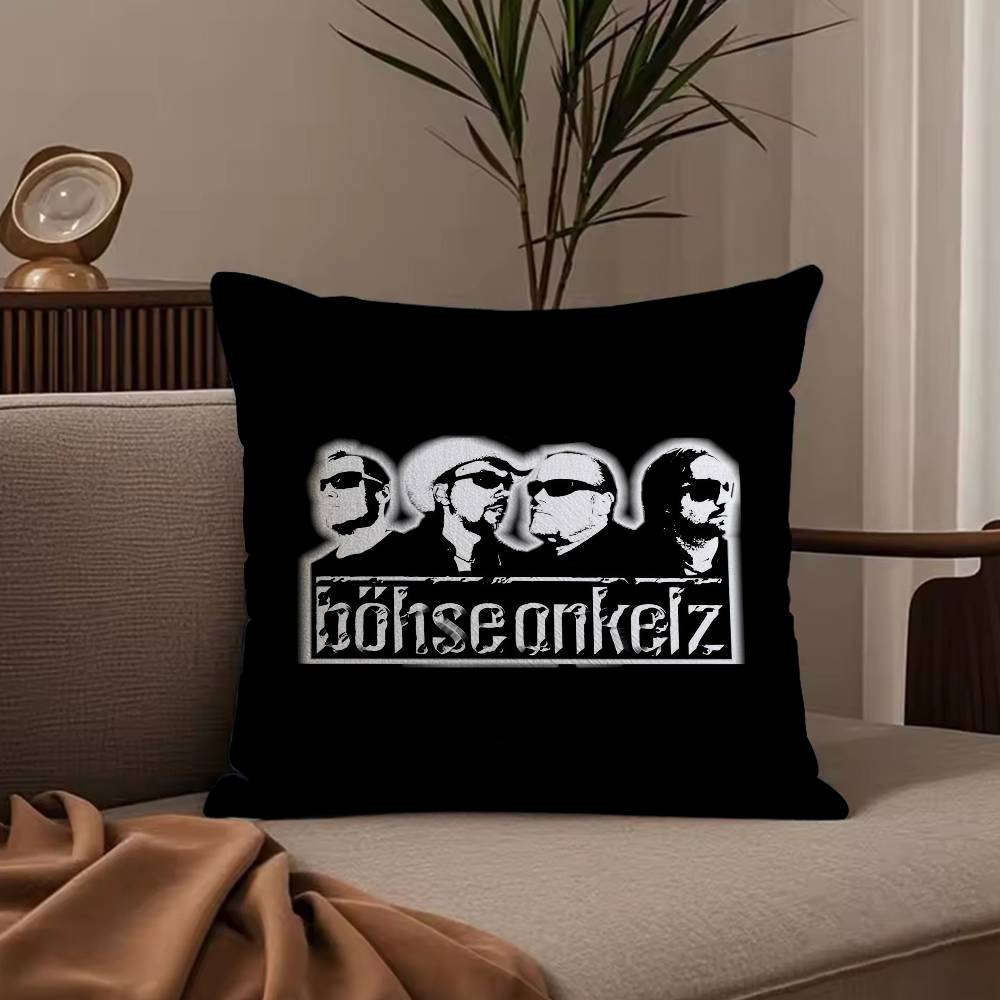 Rock B-Bohse o-Onkelz Pillow Case Anti-dustmite Pillowcase Invisible Zipper Silky Short Plush Sofa Cushion Cover