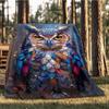 1pc Owl Print Throw Blanket Polyester Fiber, Lightweight Flannel, Soft & Warm, All Season Use for Outdoor, Camping Digital Print