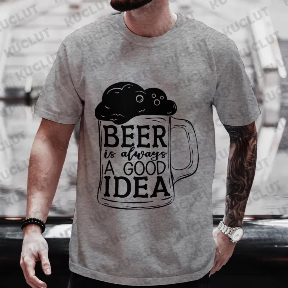 Men's T-shirts 2024 Fashion Beer DAY Graphic Y2k Clothing Male Drinking Party Streetwear Casual Short Sleeve Tees Oversized Tops