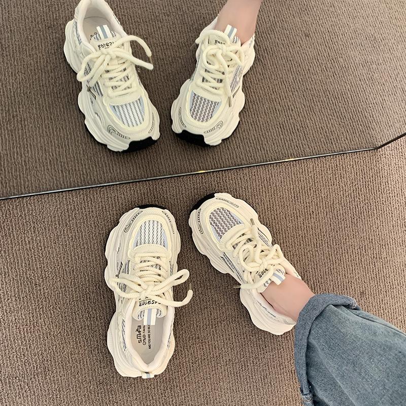 Breathable mesh dad shoes women's spring and summer 2025 new thick-soled fried street versatile small casual sports shoes