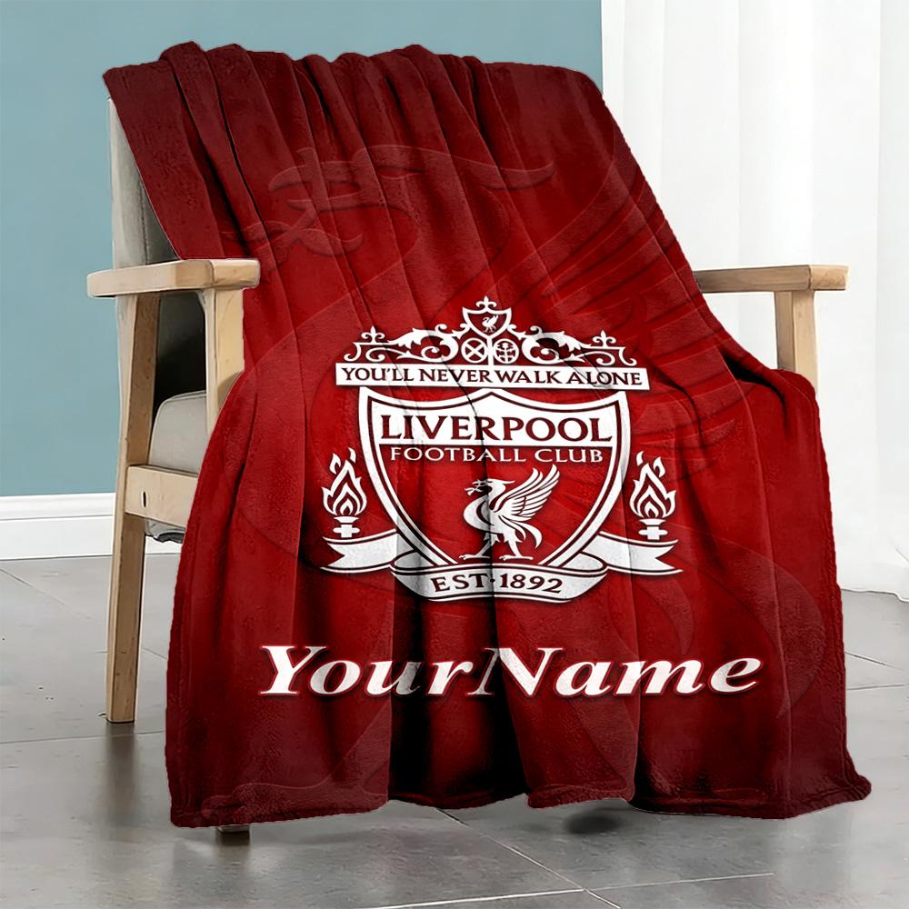 Liverpool Customize Text Blanket Gift Personalized Blanket Soft Warm Cozy Throw For Bedding Office Chair Home Decor Picnics All-Season Use
