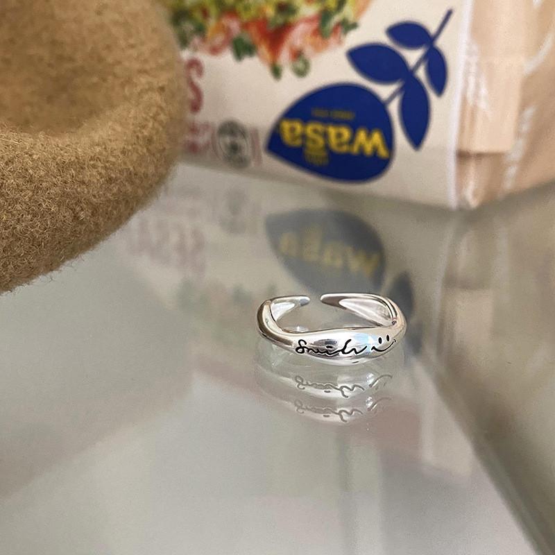 

Face Contemporary Smiley Open Adjustable Ring For Women Fashionable Copper Jewelry