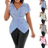 Women's Casual, Stylish, And Versatile Striped Short-sleeved Shirt
