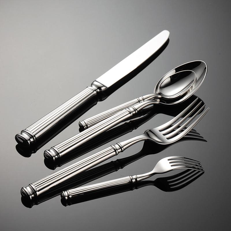 Forged 304 stainless steel Roman column series Western food knives, forks, spoons Hotel tableware Heavy and high value