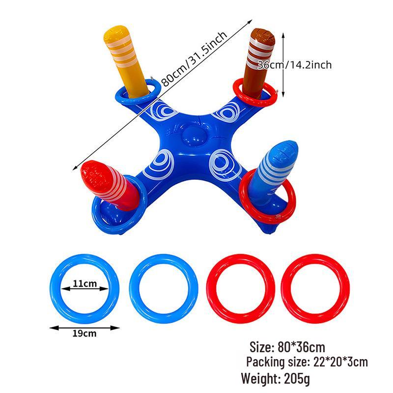 Inflatable Water Basketball Hoop and Ring Toss Set for Beach and Pool Fun