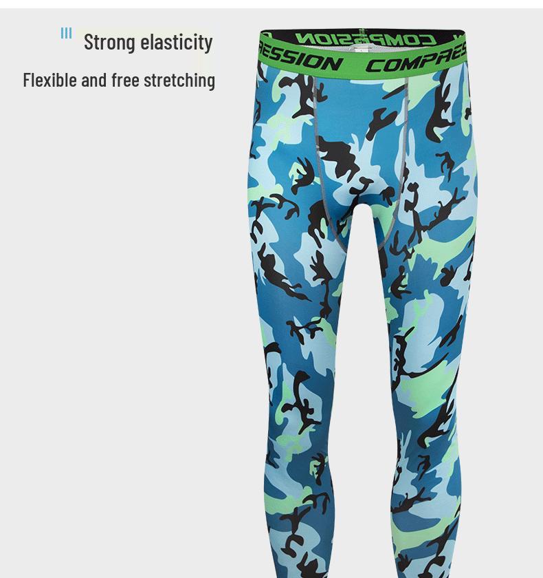 Men's Quick-Drying Camouflage Compression Tights for Running & Basketball