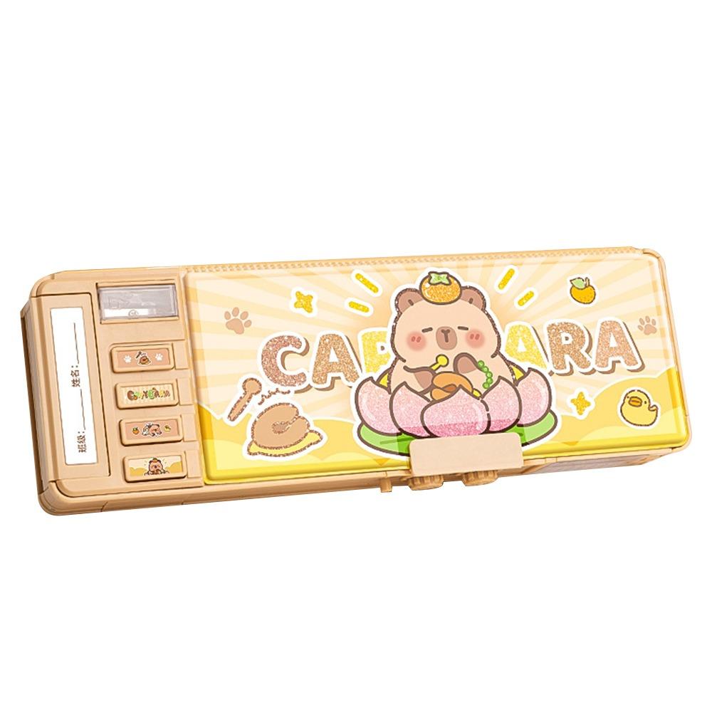 Cartoon Double Password Capybara Pencil Case Double-Layer Large Capacity Pen Box Pen Bag Students