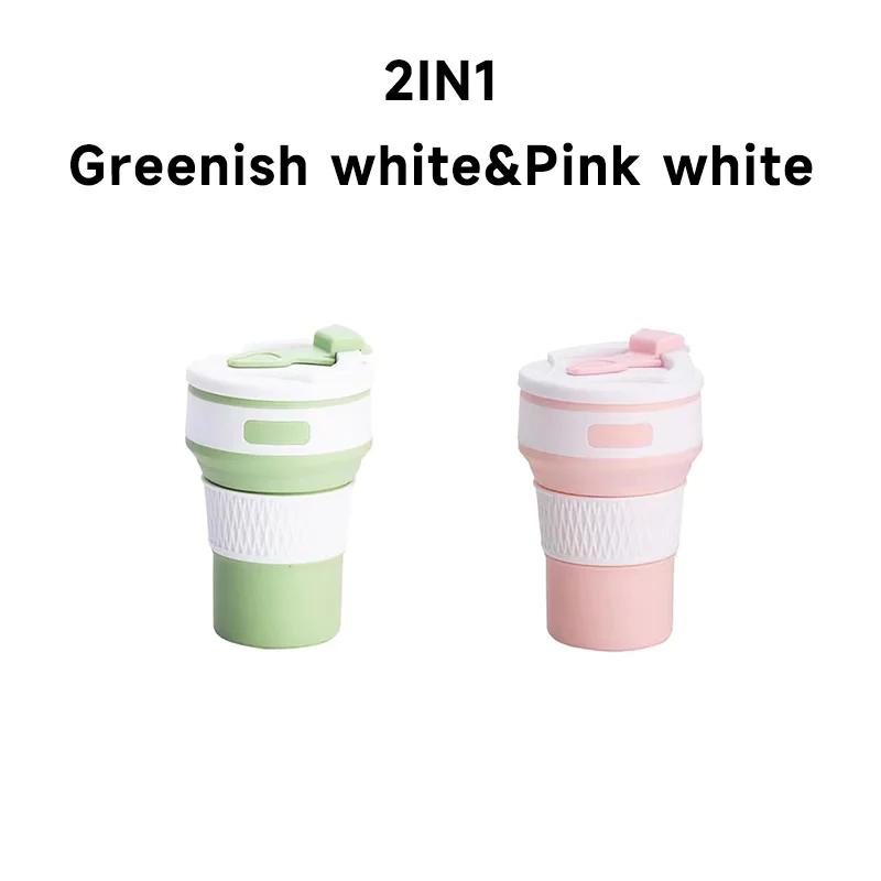 350ML Silicone Folding Cup Collapsible Mug With Cover Coffee Travel Outdoors Portable Water Drinking Tea Cups
