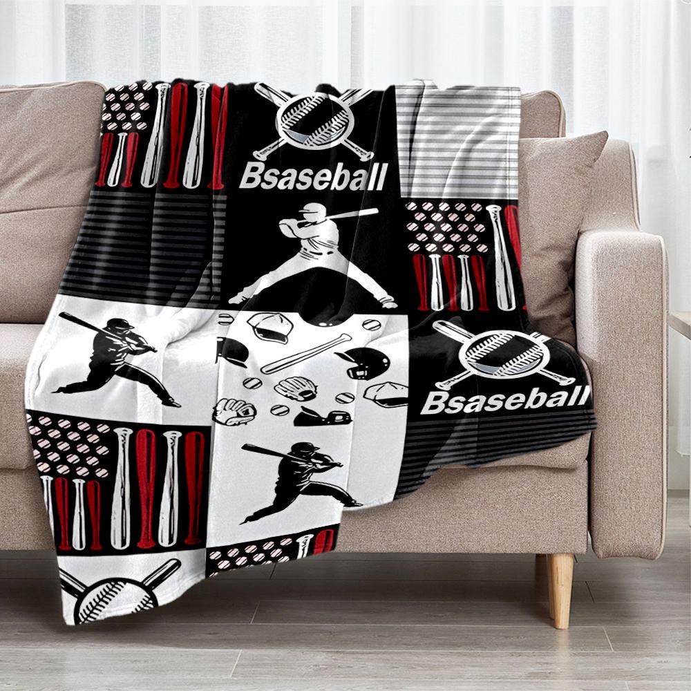 Baseball Theme Printed Blanket - Perfect for Couch, Bed, Travel & Outdoor Use | Machine Washable, Cozy & Durable.