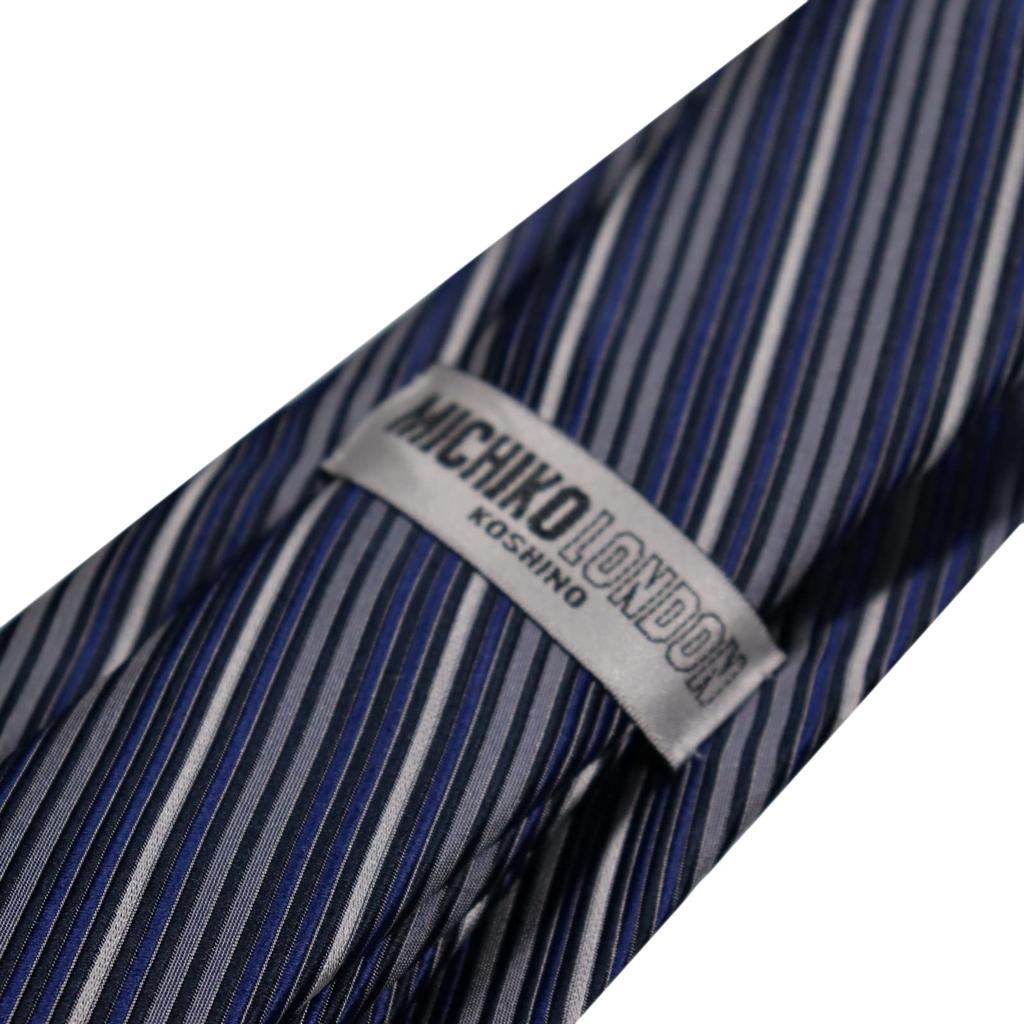 MICHIKO LONDON Men's Necktie, Striped, Navy, mk-005-A
