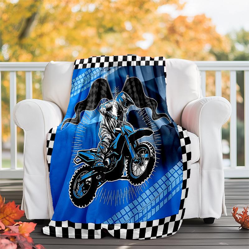Coperta a Tema Stampata con Motivi di Moto da Fuoristrada - Perfetta per Divano, Letto, Viaggi e Uso Esterno | Lavabile in Lavatrice, Accogliente e Resistente.