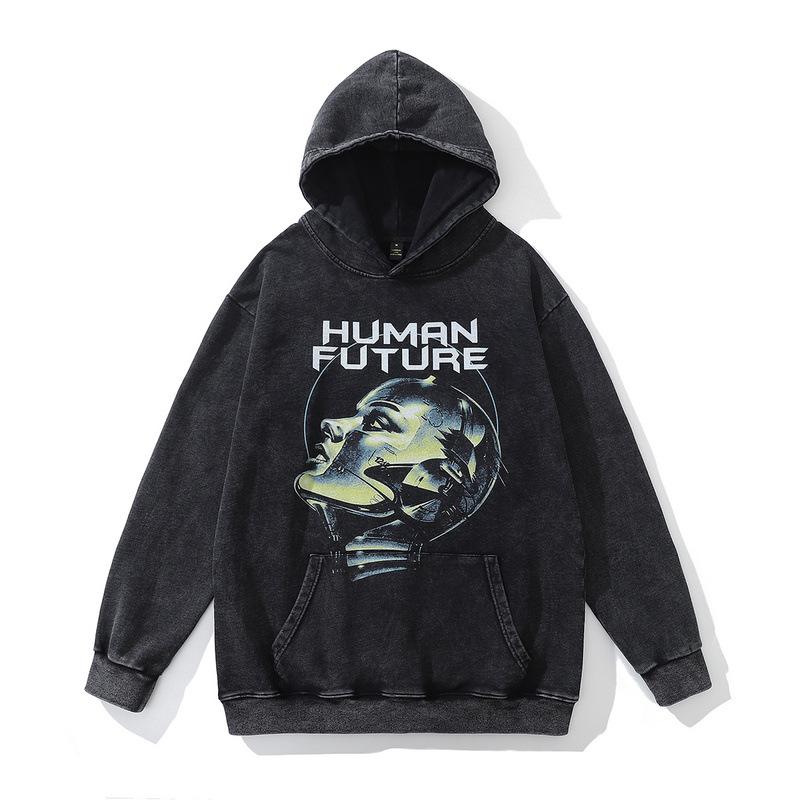 Fried Color Crew Neck Sweater Autumn American Hip Hop Direct Injection Printing Long Sleeve T-Shirt Men And Women