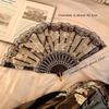 Lace Decorative Fans Folding Hand Fan Black White Dancing Fans Wedding Party Stage Performance Fan Gifts For Guest