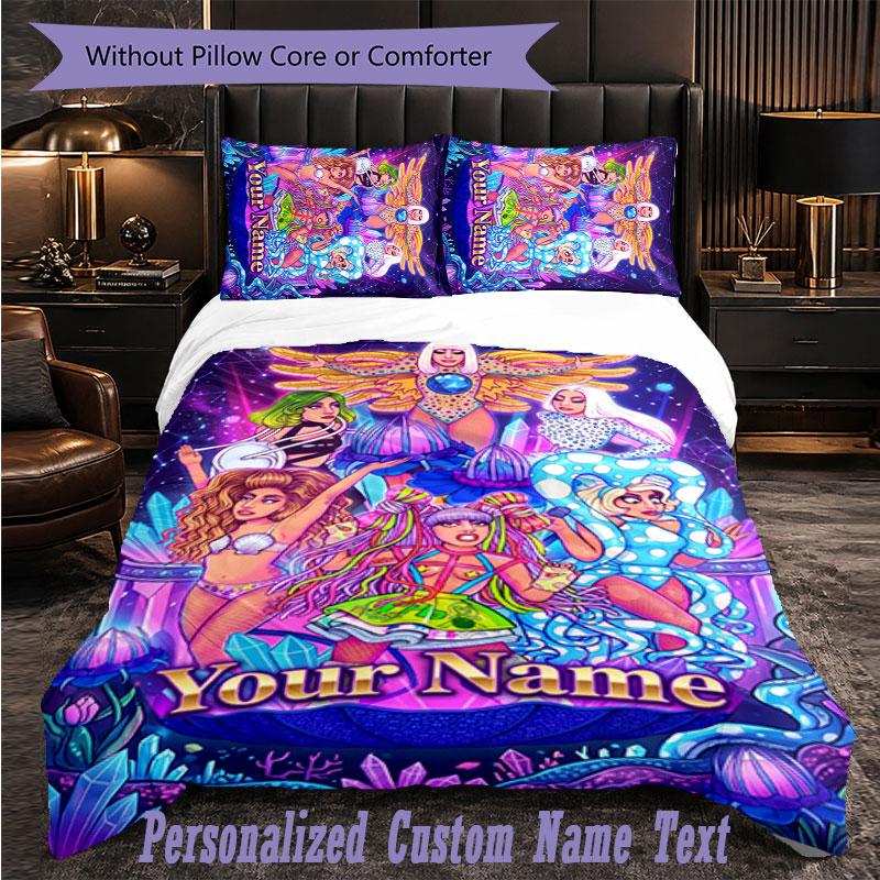 Personalized 3Pcs Bedding SetLady Gaga Custom Text Duvet Cover Pillowcase Set Bedroom Gift