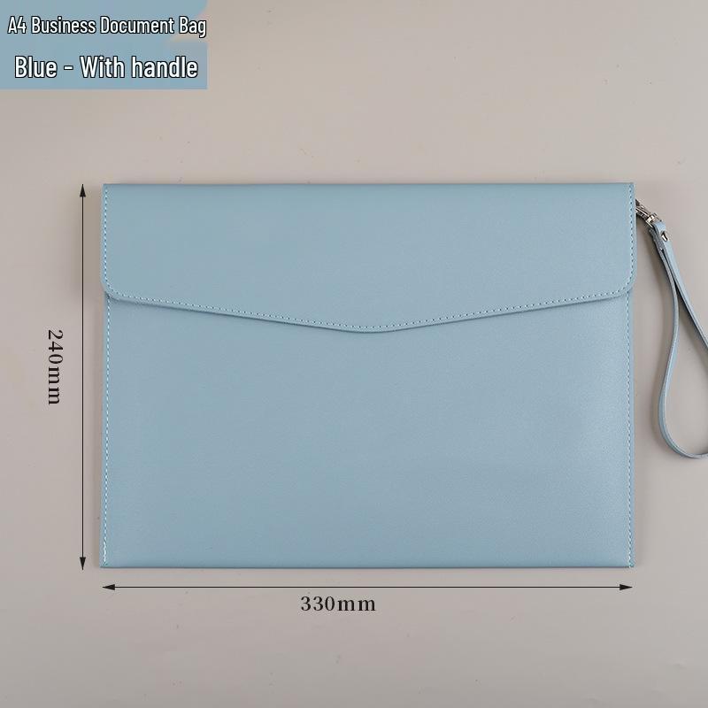 A4 Waterproof PU Leather Briefcase with Snap Closure for Office Documents, Custom Logo Available