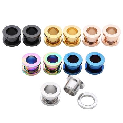2Pcs Stainless Steel 1.630Mm Screw Ear Tunnels Plugs Expander Gauges Body Piercing Jewelry