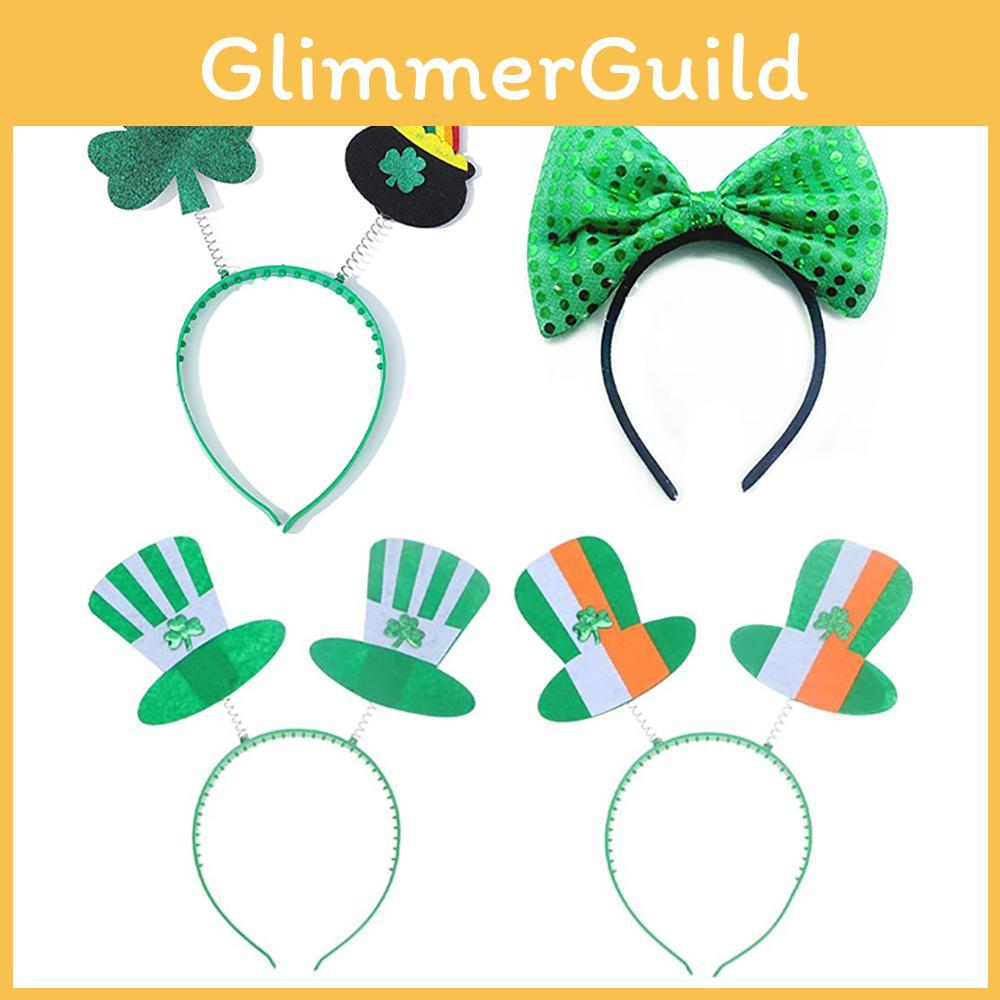 5pcs Green Clover Hair Band Elf Hat Accessories For St. Patrick's Day