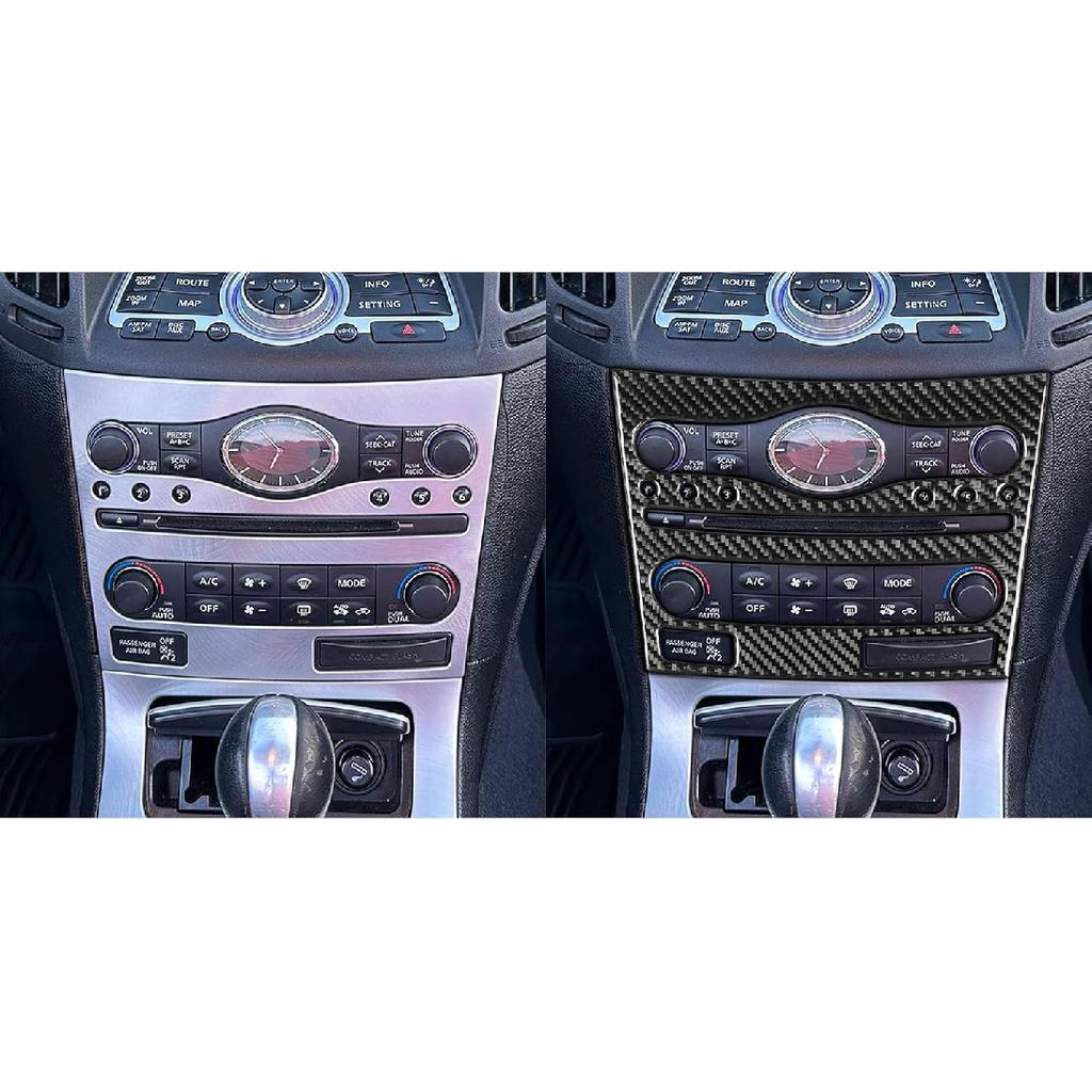 NVCNX Real Carbon Fiber Compatible with Infiniti G35 G37 X S 2007 2008 2009 2010 Sedan Coupe Convertible Car Accessories Interior Trim Dash CD AC
