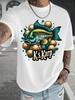 Unisexs Cyan Oversized T Shirt Ks Karp Carp Fish Golden Bubble Graphic Crew Neck Short Sleeve Fishing Lover Casual Summer Male Tops