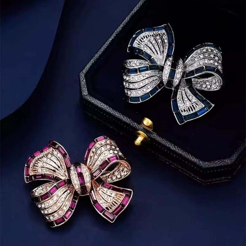 New Luxury Rhinestone Chic Bowknot Brooch Badge Jewelry Accessories Bow Brooches Pins Party Gifts Lapel Pin for Men Women