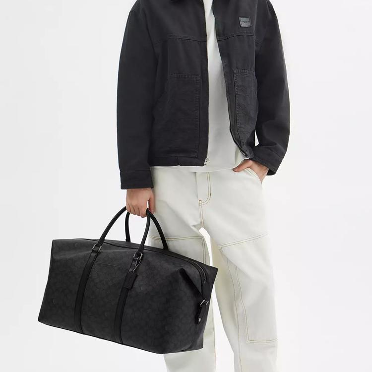 Coach Borsa a tracolla da viaggio Trekker 52 Classic Monogram in tela rivestita da uomo Nera CAR75-QBMI5