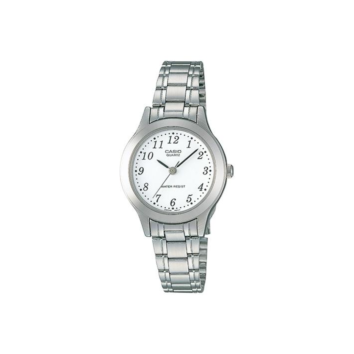Casio Men's White Standard Series Fashion Business Retro Versatile Classic Pointer Dial Waterproof Quartz Movet Stainless Steel Strap Ltp-1128A-7B